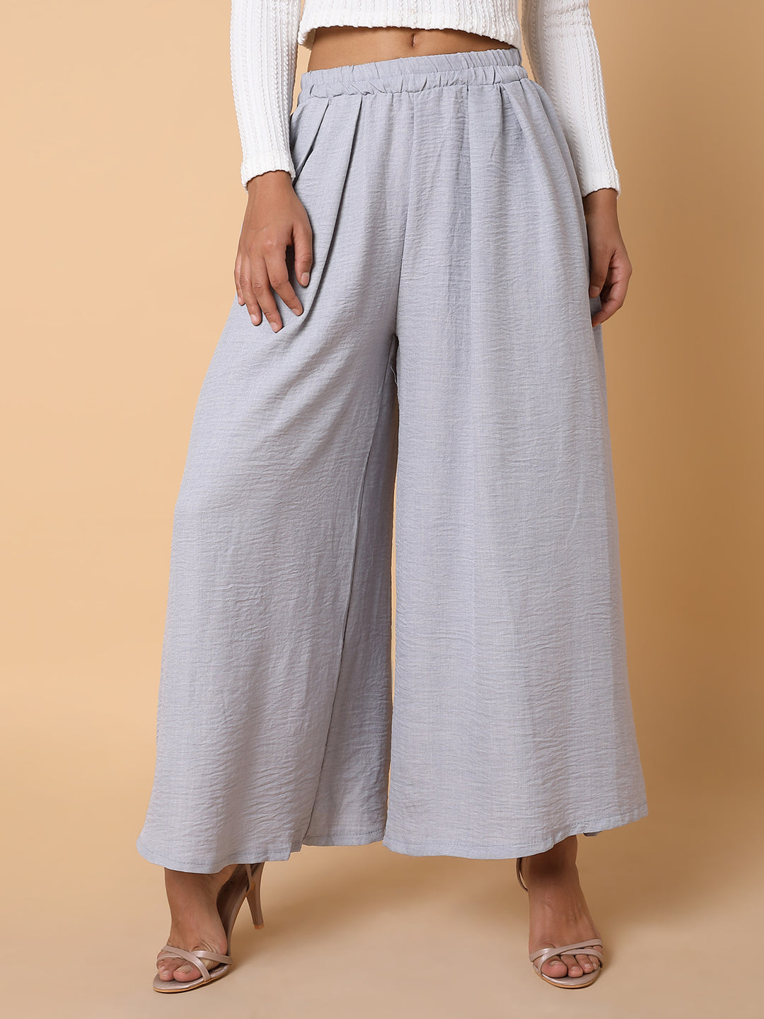 Women Solid Grey Loose Fit Trouser