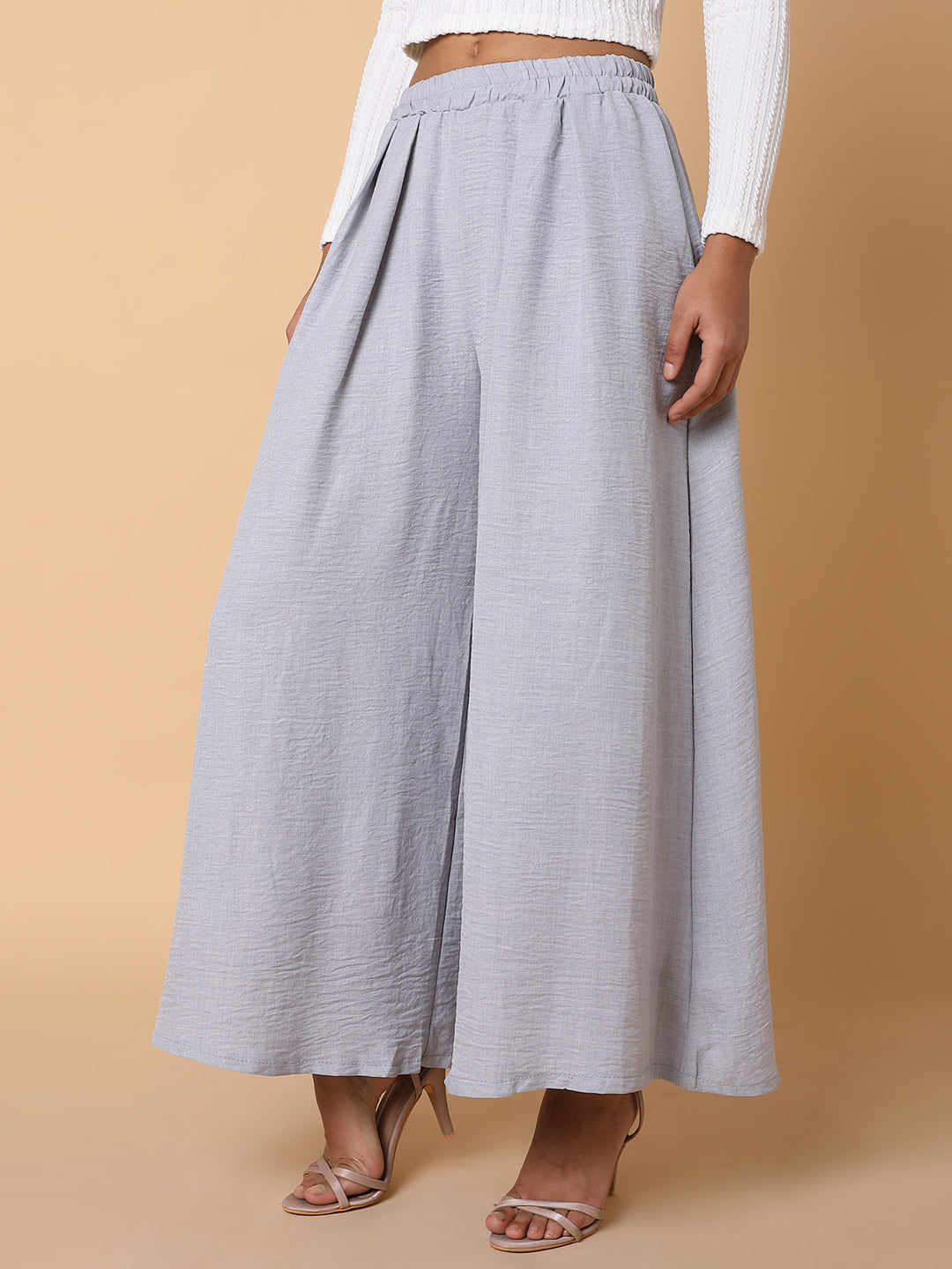 Women Solid Grey Loose Fit Trouser