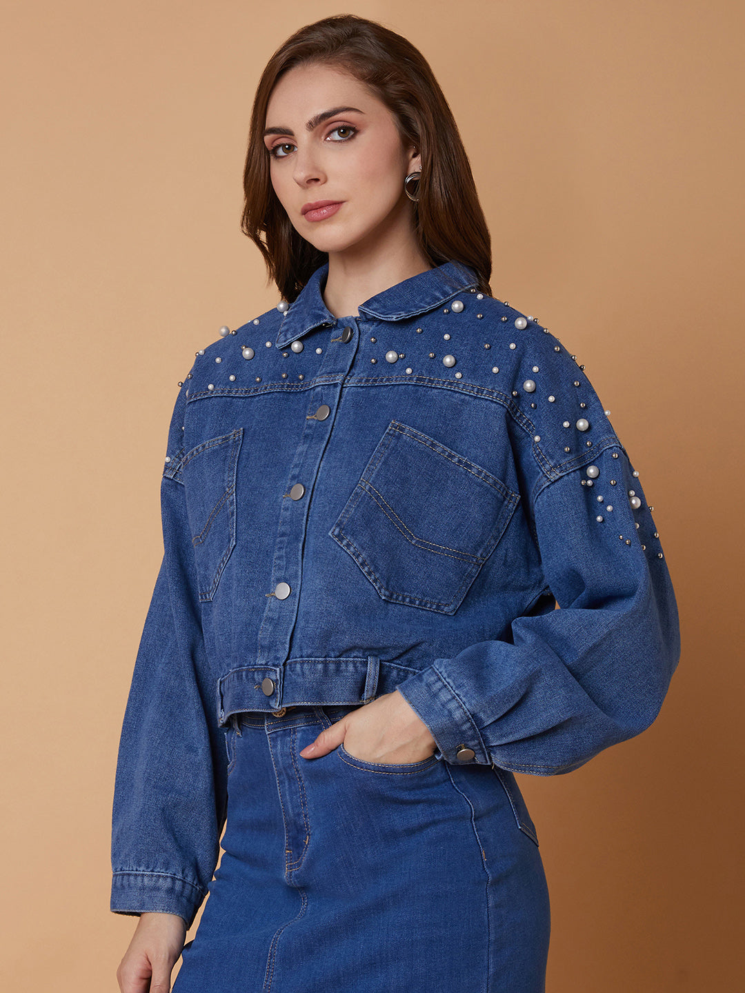 Women Oversized Blue Denim Jacket