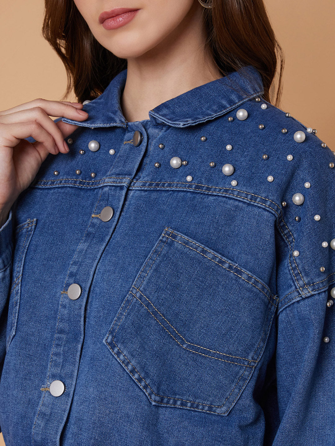 Women Oversized Blue Denim Jacket