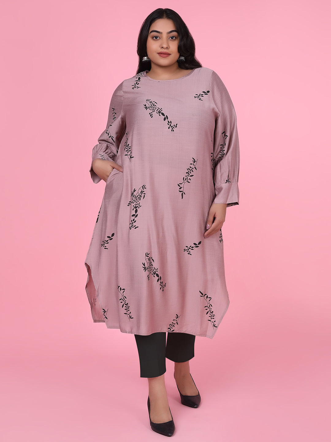 Women Floral Straight Lavender Kurta