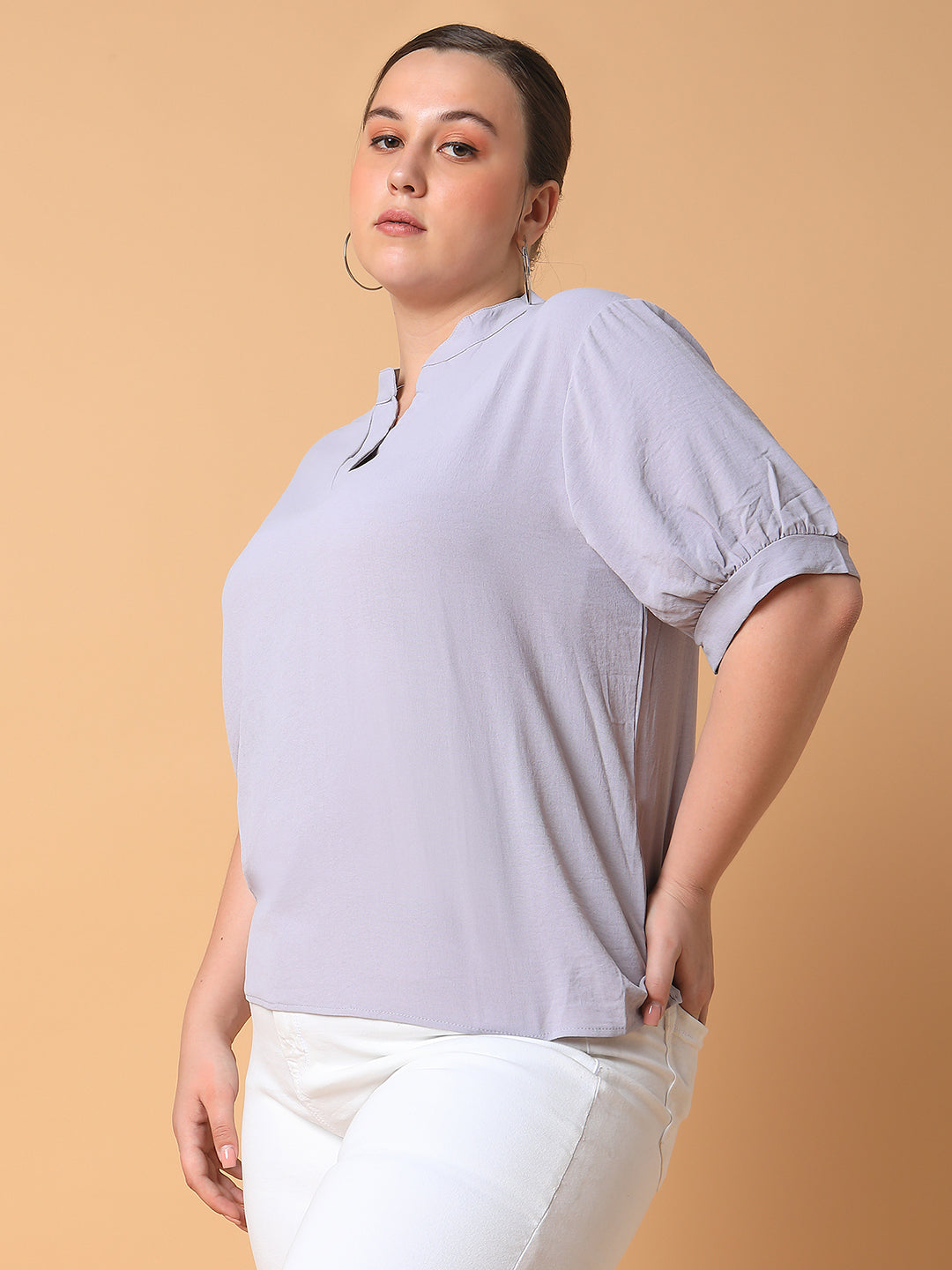 Women Solid Lavender Top