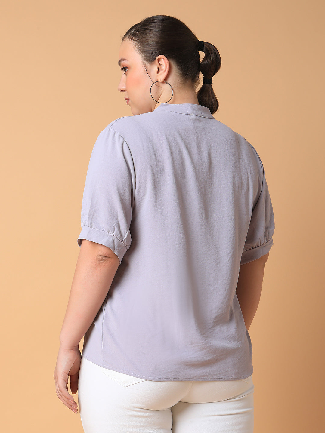 Women Solid Lavender Top