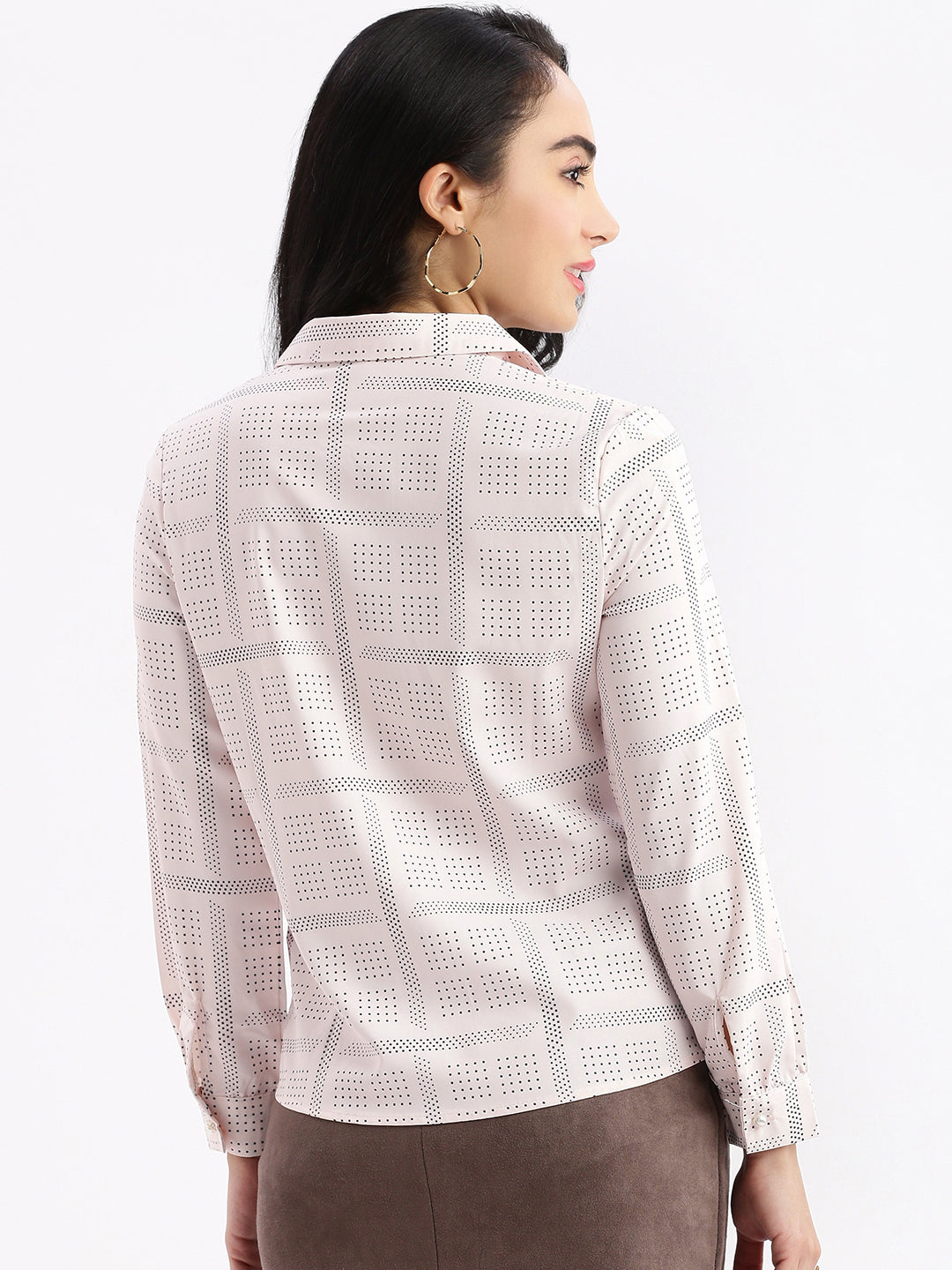 Women Geometric Pink Slim Fit Shirt