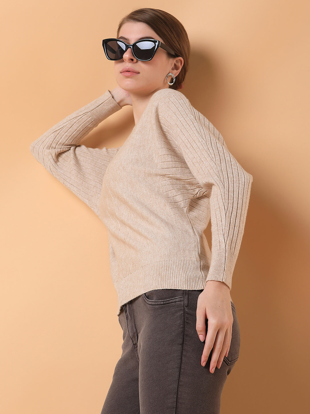 Women Solid Beige Top