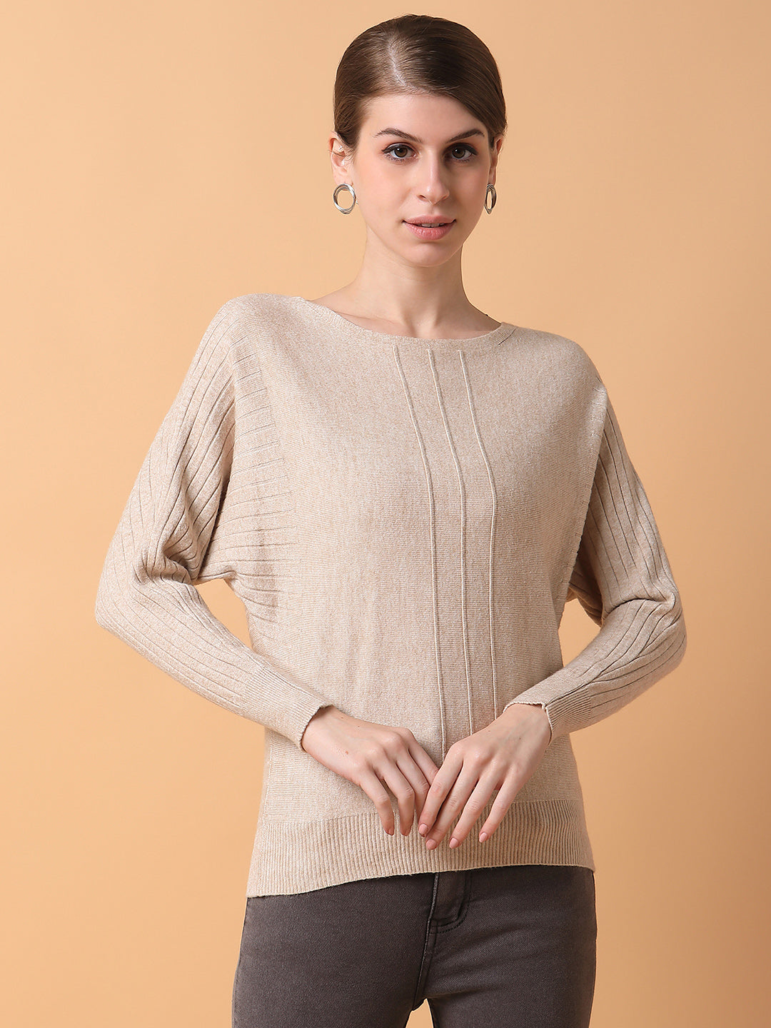 Women Solid Beige Top