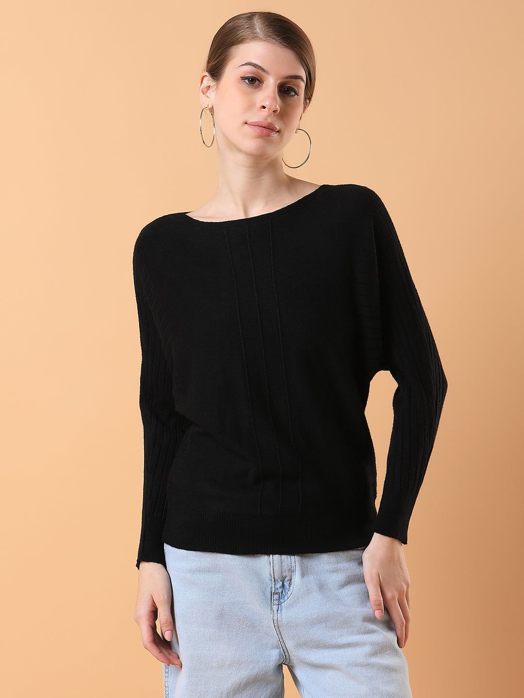 Women Solid Black Top