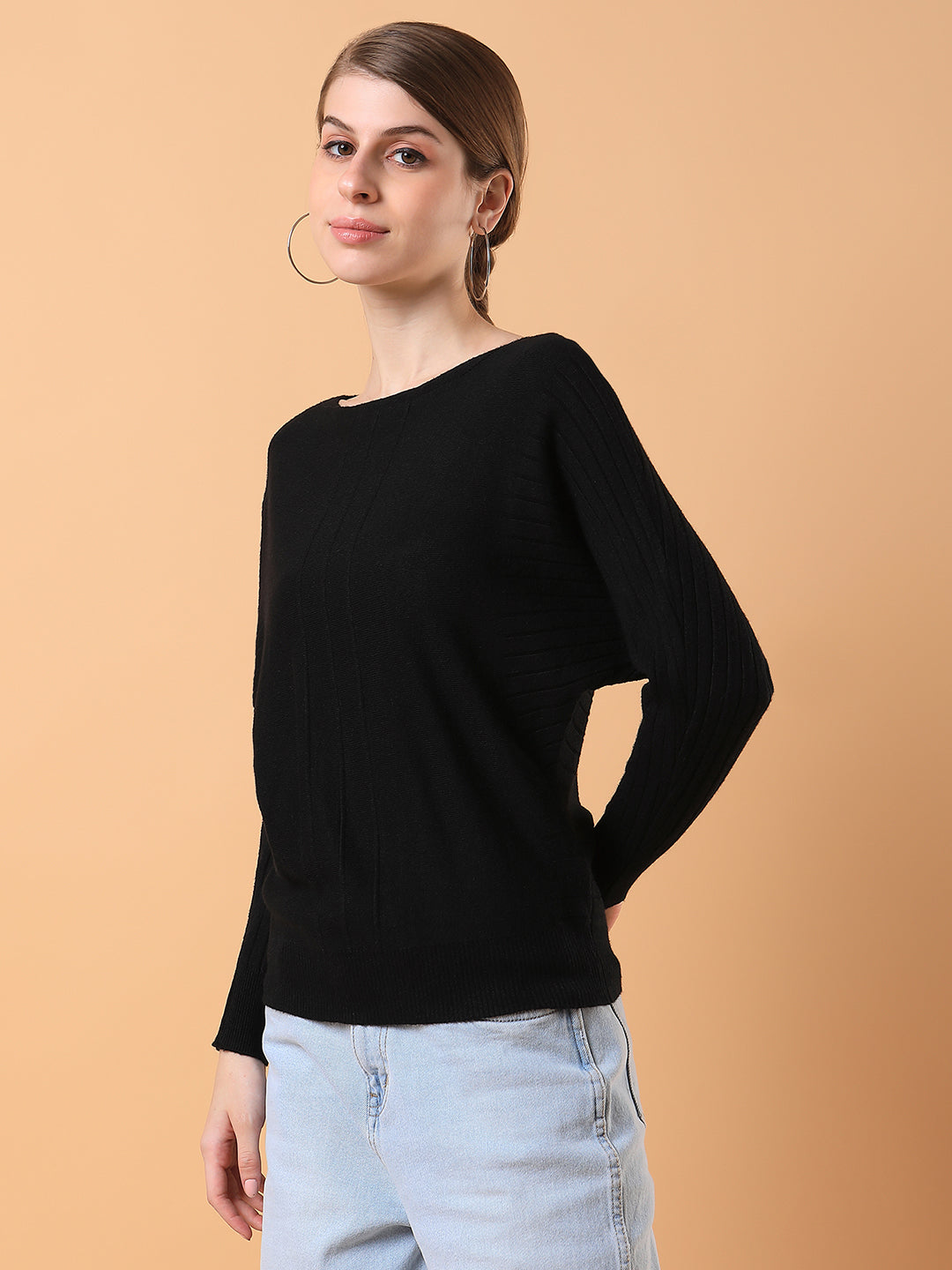 Women Solid Black Top