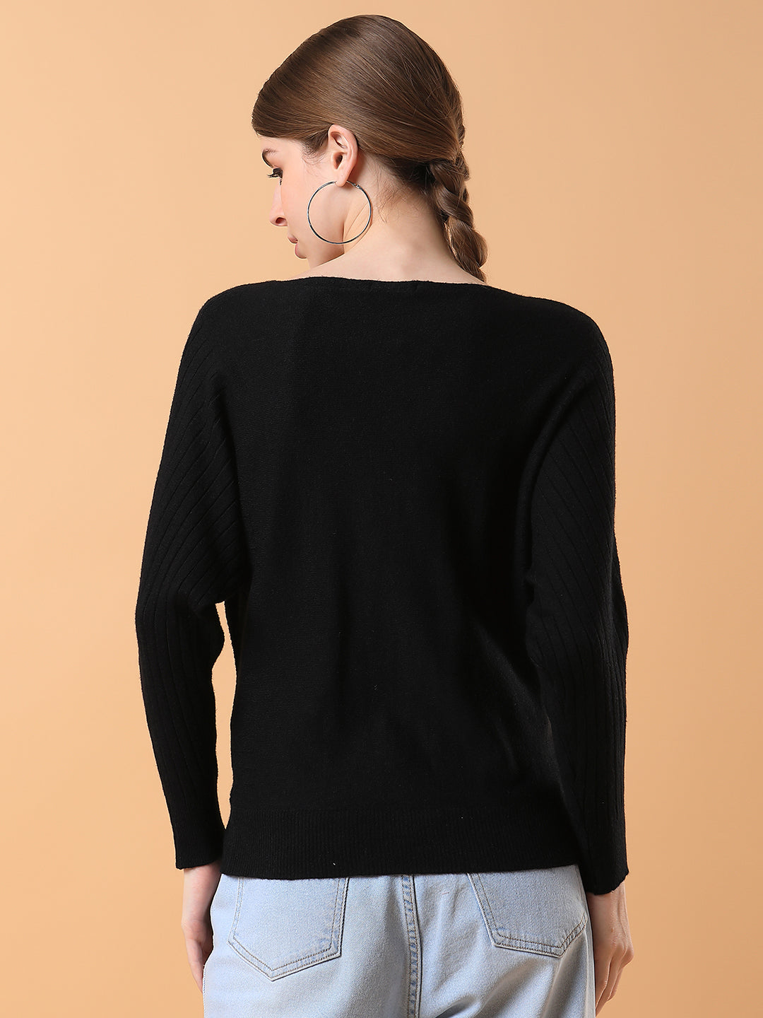 Women Solid Black Top