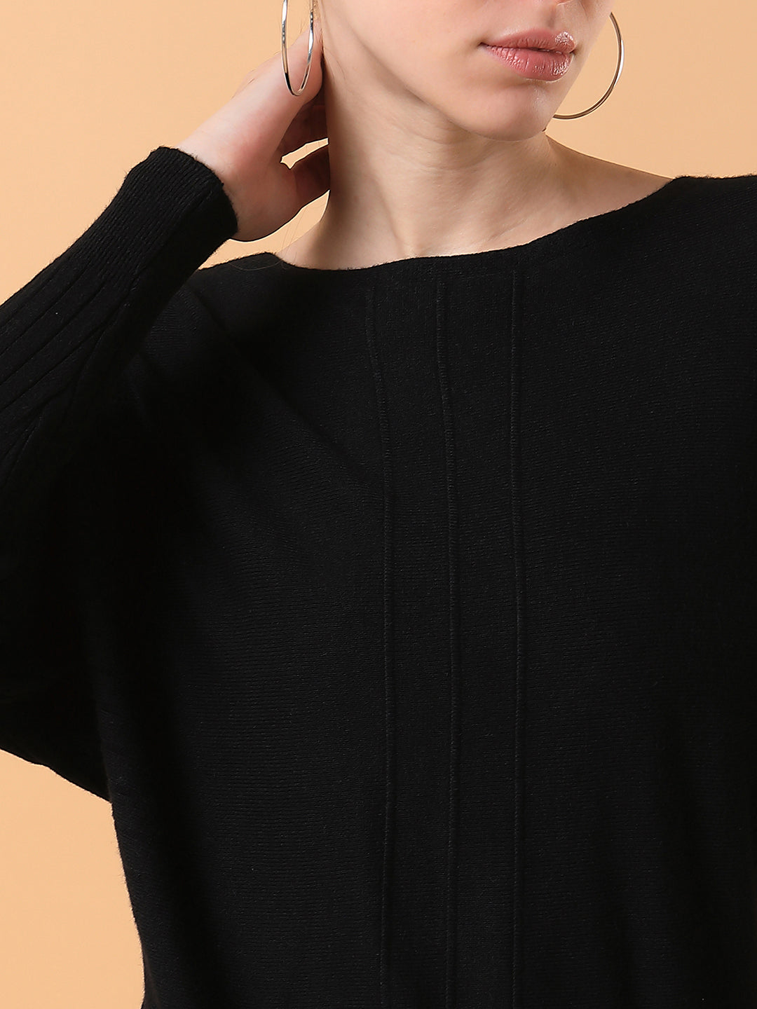 Women Solid Black Top