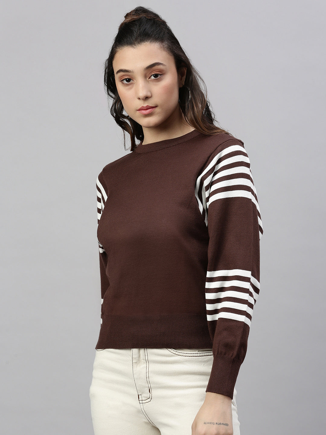 Women Self Design Brown Top