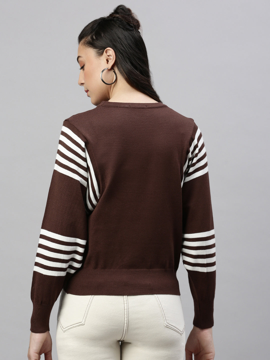 Women Self Design Brown Top