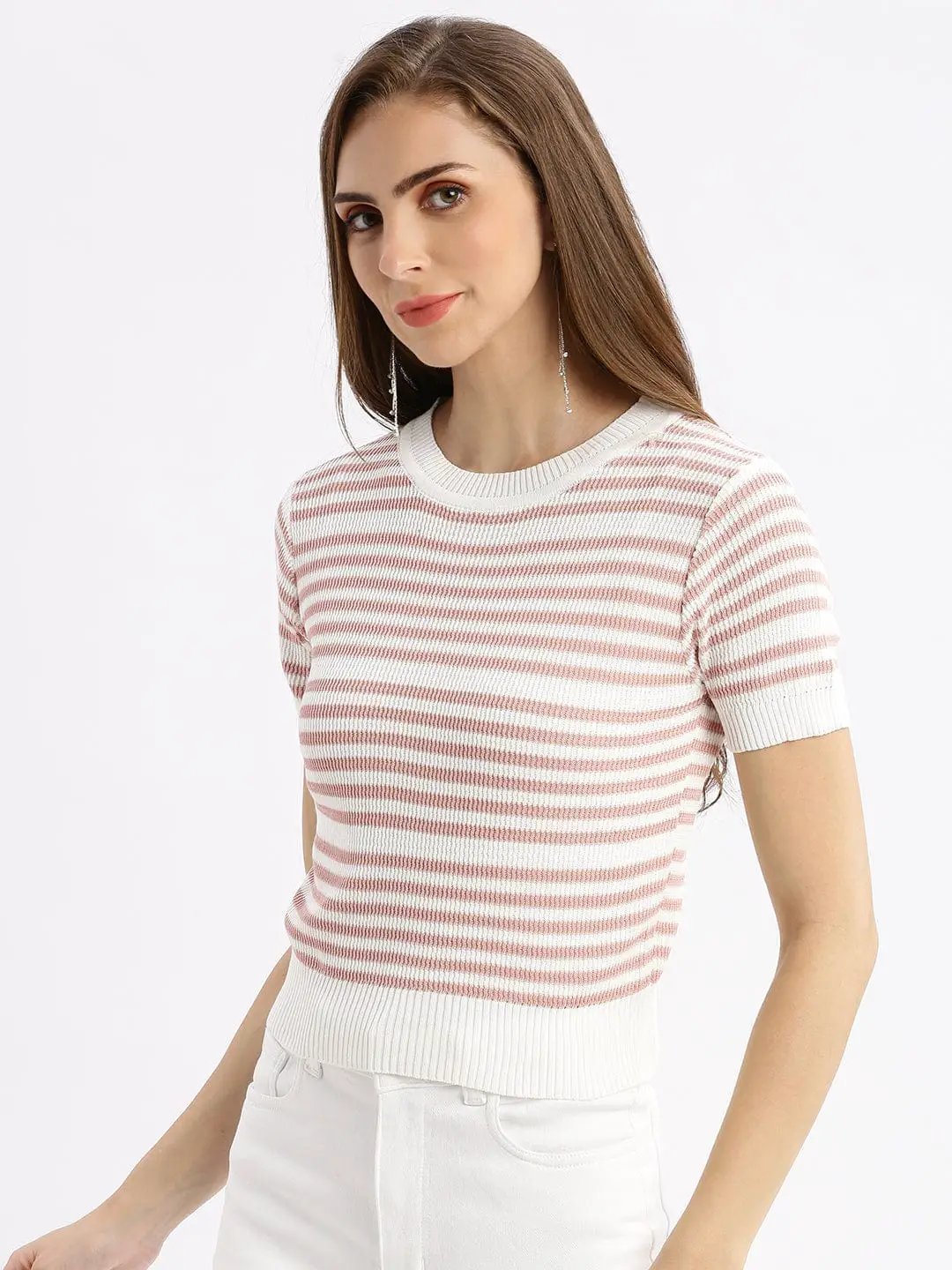 Women's Self Design White Top
