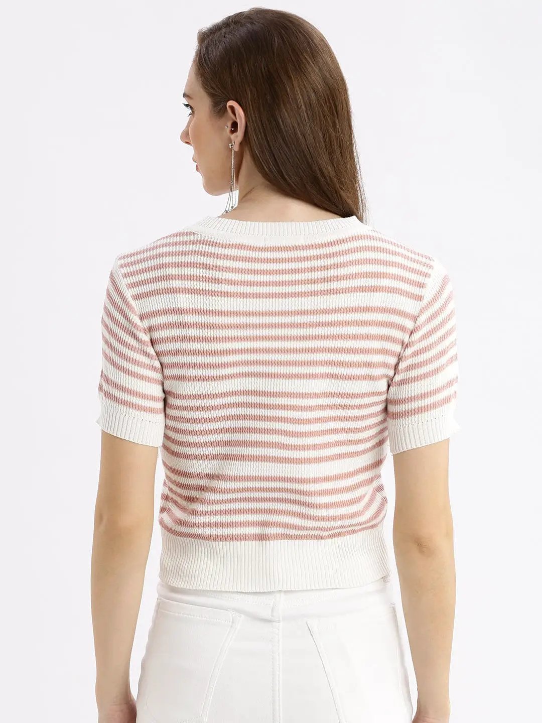 Women's Self Design White Top