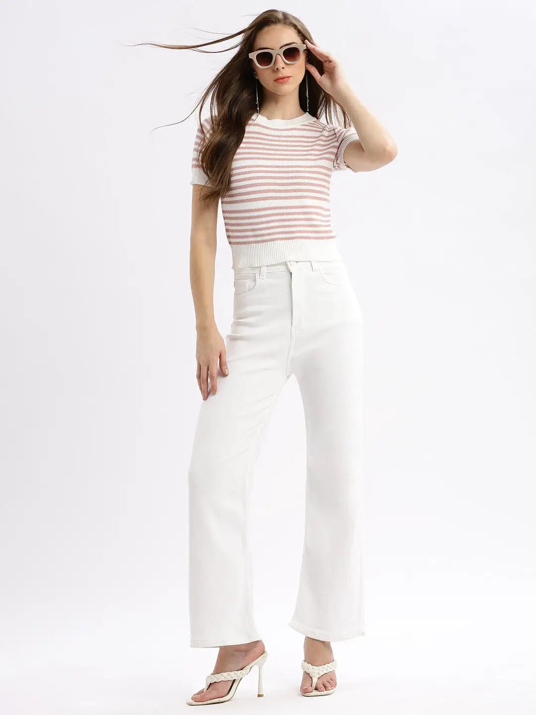 Women's Self Design White Top