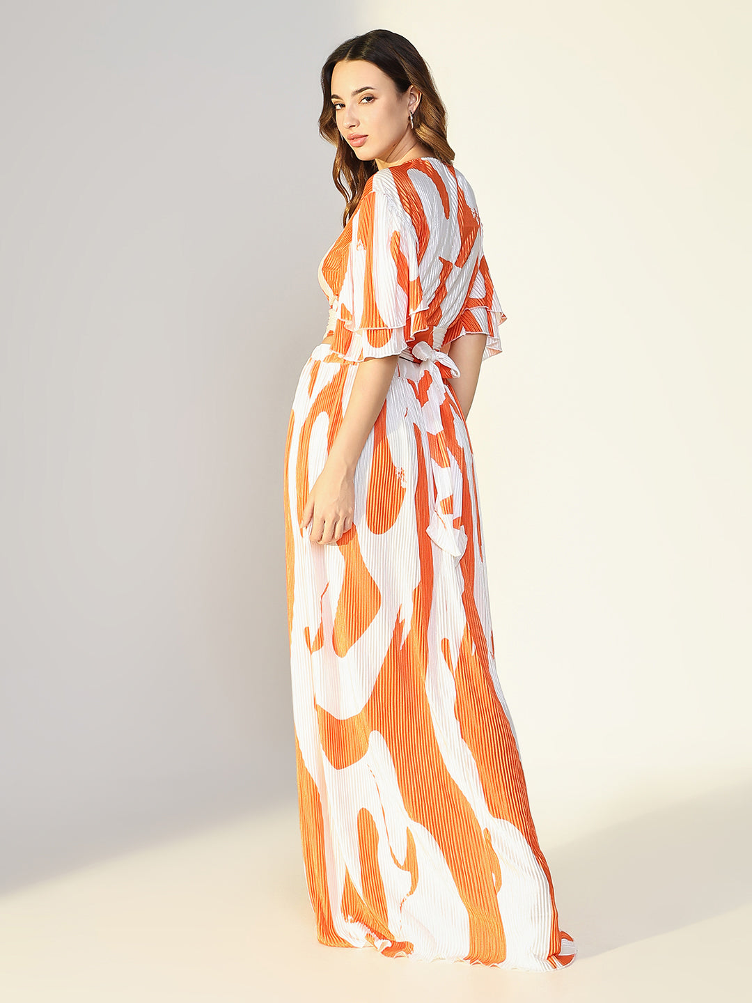 Women Orange Printed Co Ords Set