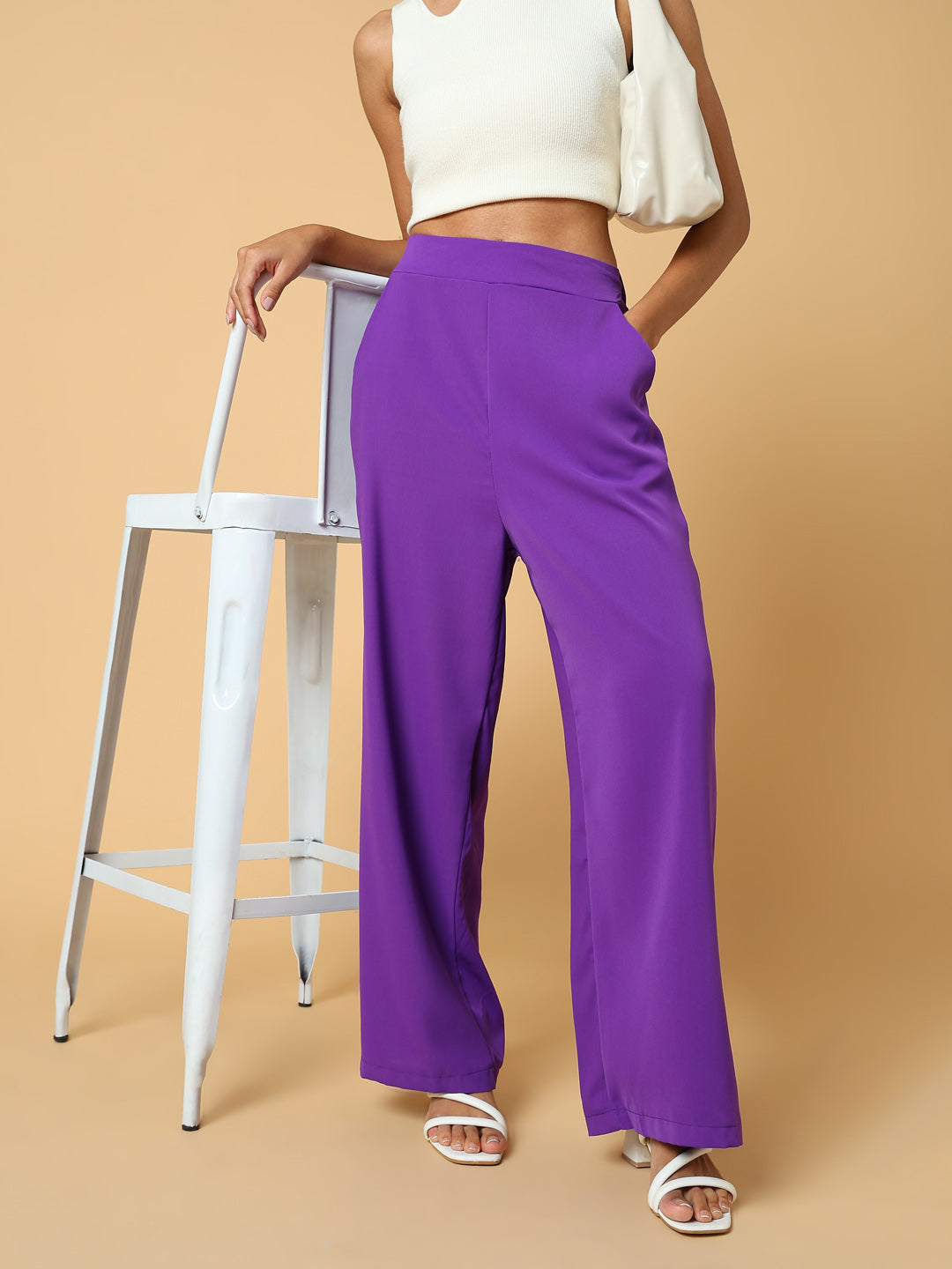 Women Solid Purple Trouser