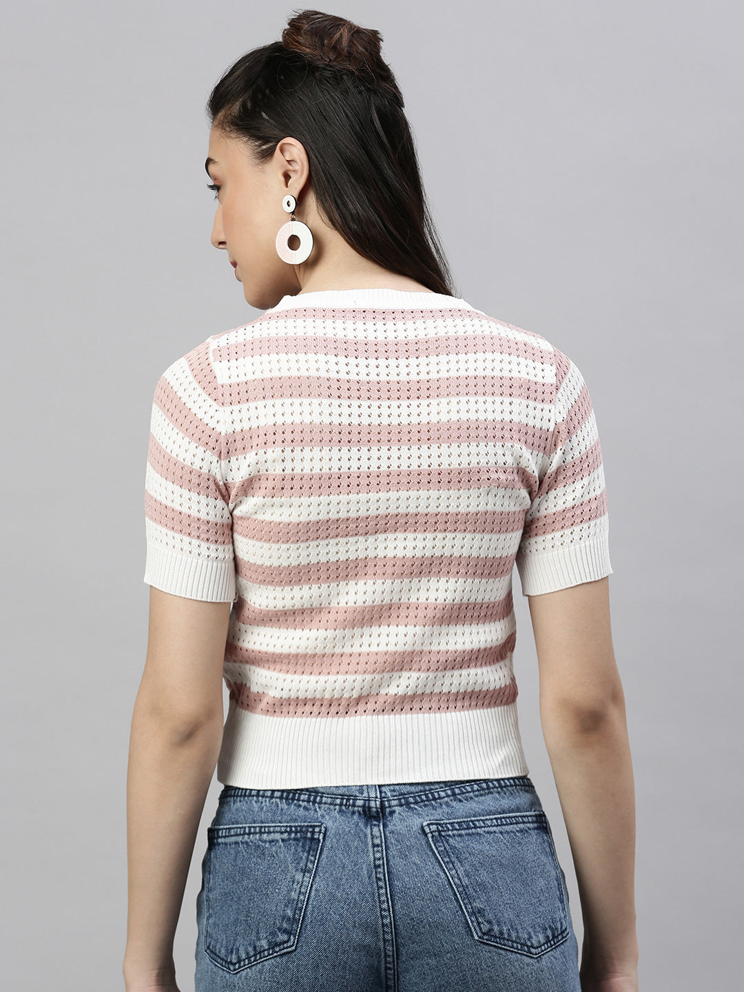 Women Self Design Peach Top