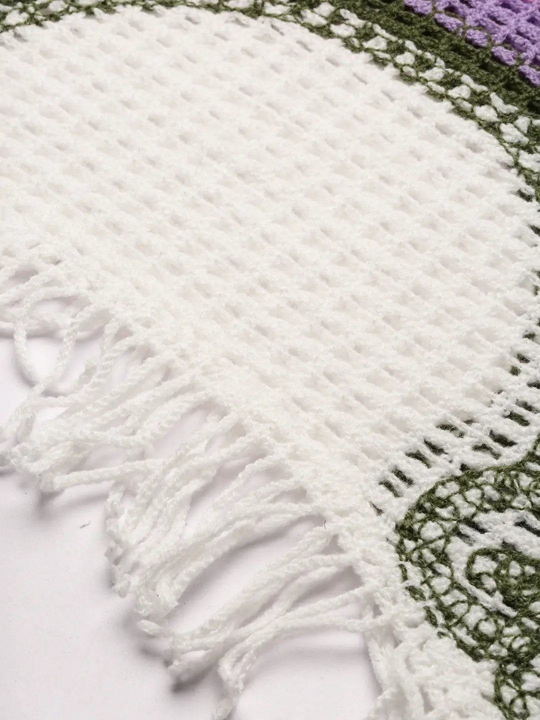 Women's Self Design White Crochet Crop Top