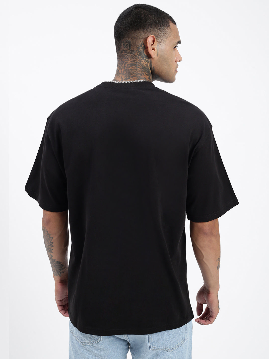 Men Graphic Black Oversized T Shirt