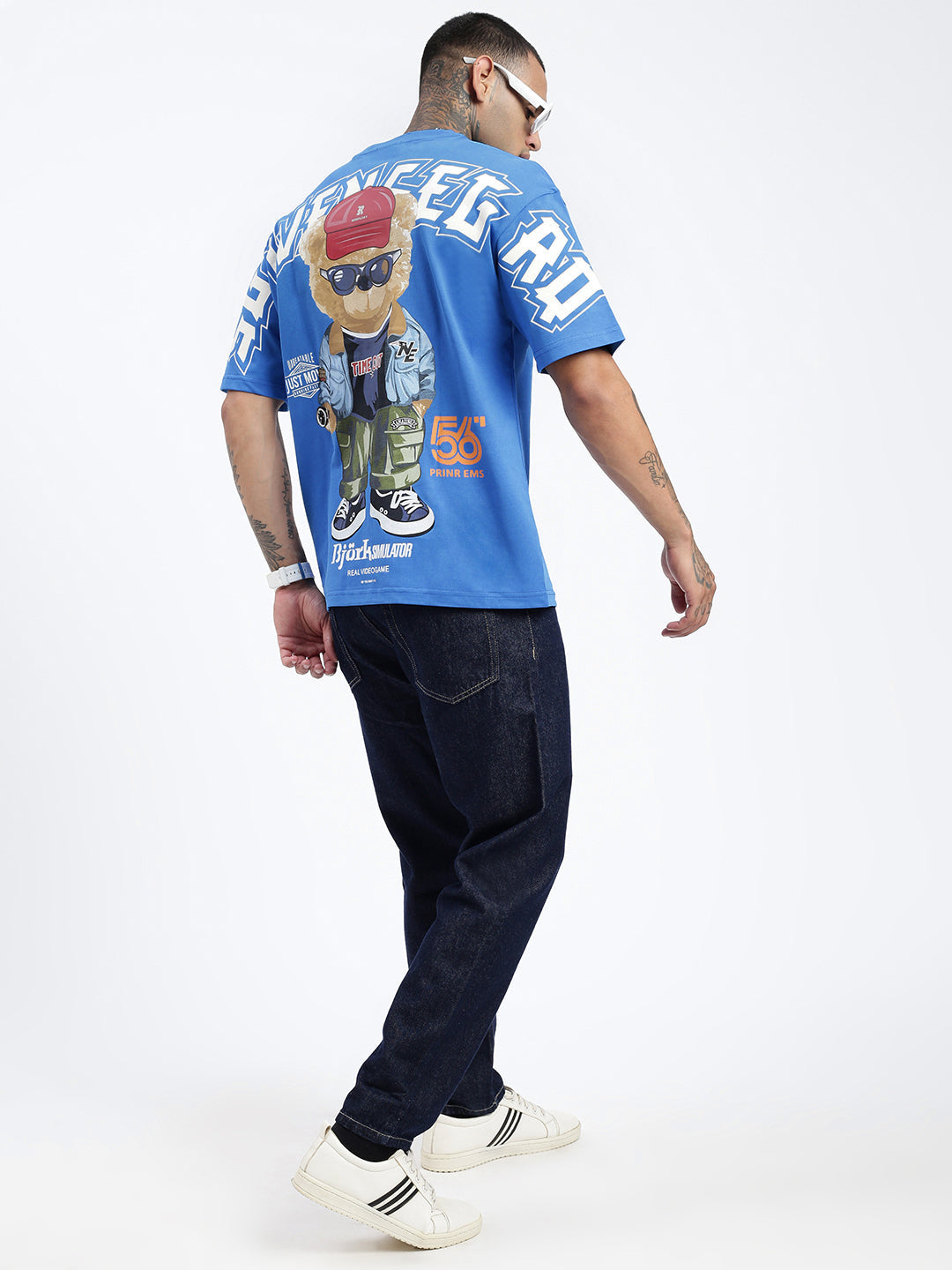 Men's Graphic Blue Relaxed Fit T-Shirt