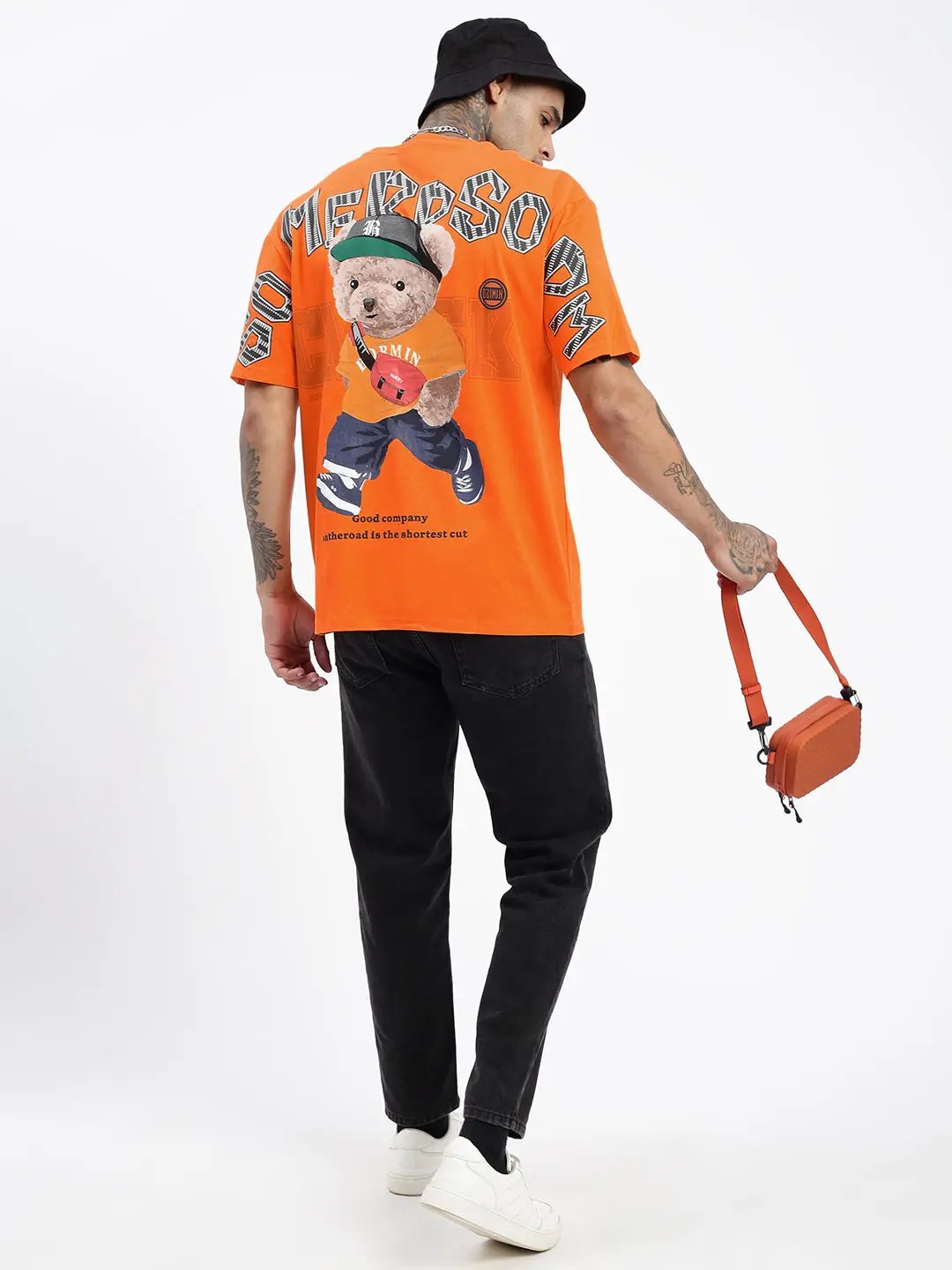 Men's Graphic Orange Relaxed Fit T-Shirt - from SHOWOFFFF