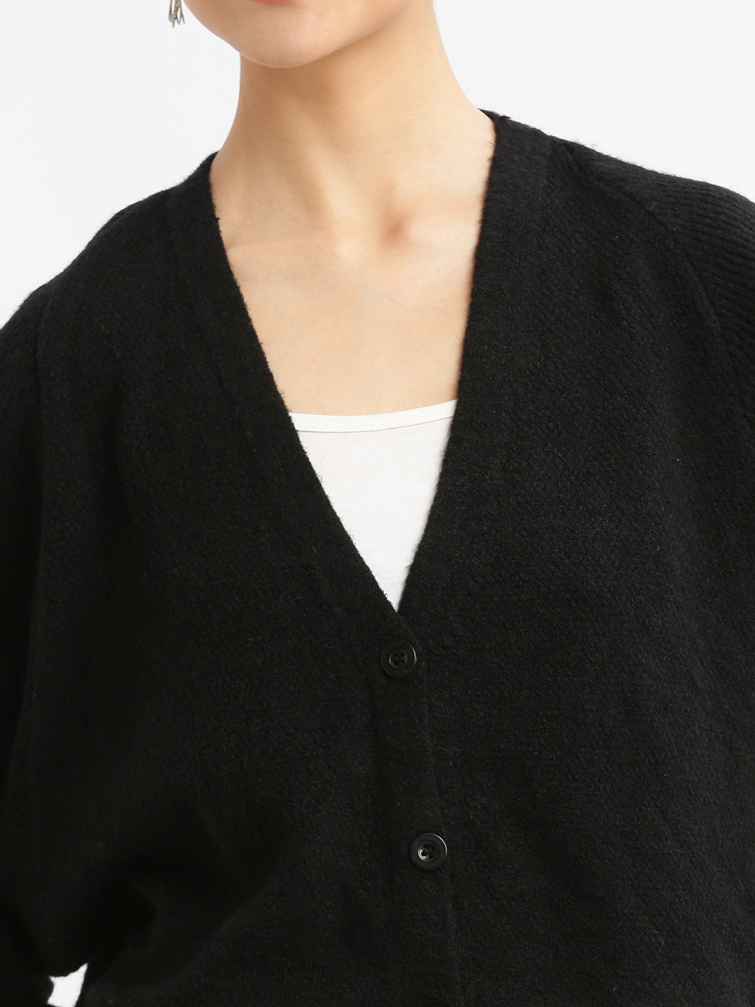 Women's Solid Black Cardigan