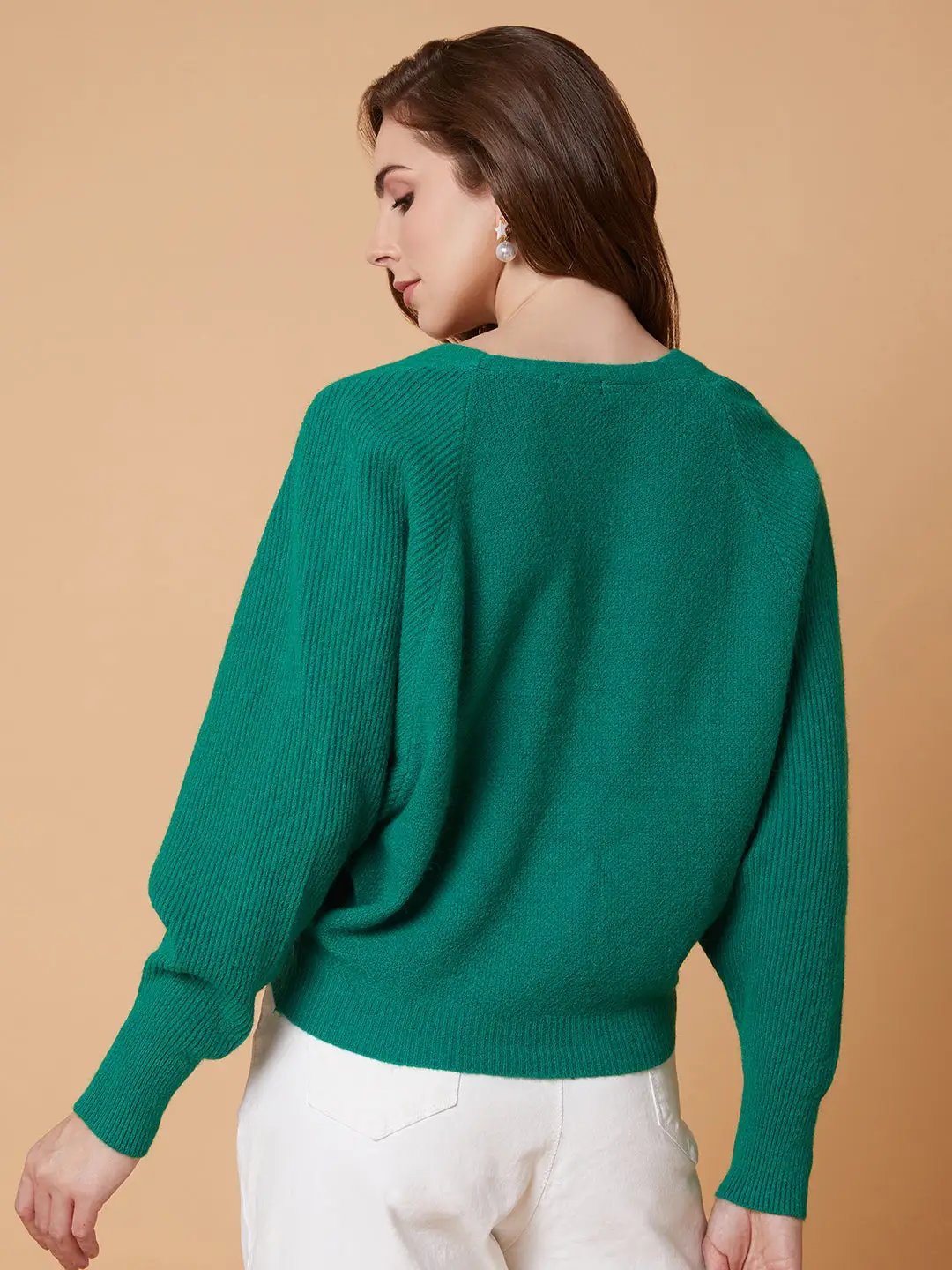Women's Solid Green Cardigan