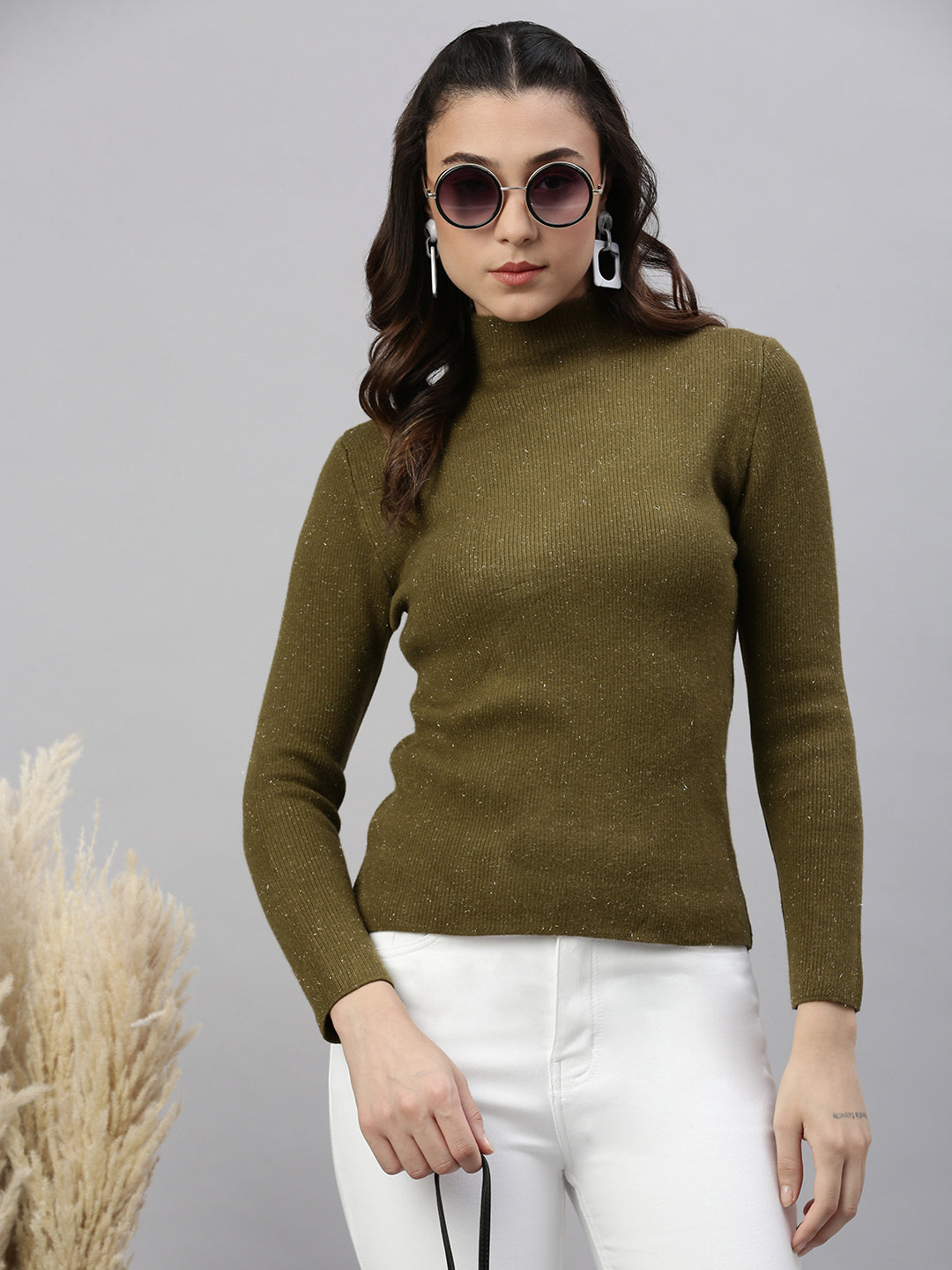 Women Solid Olive Top