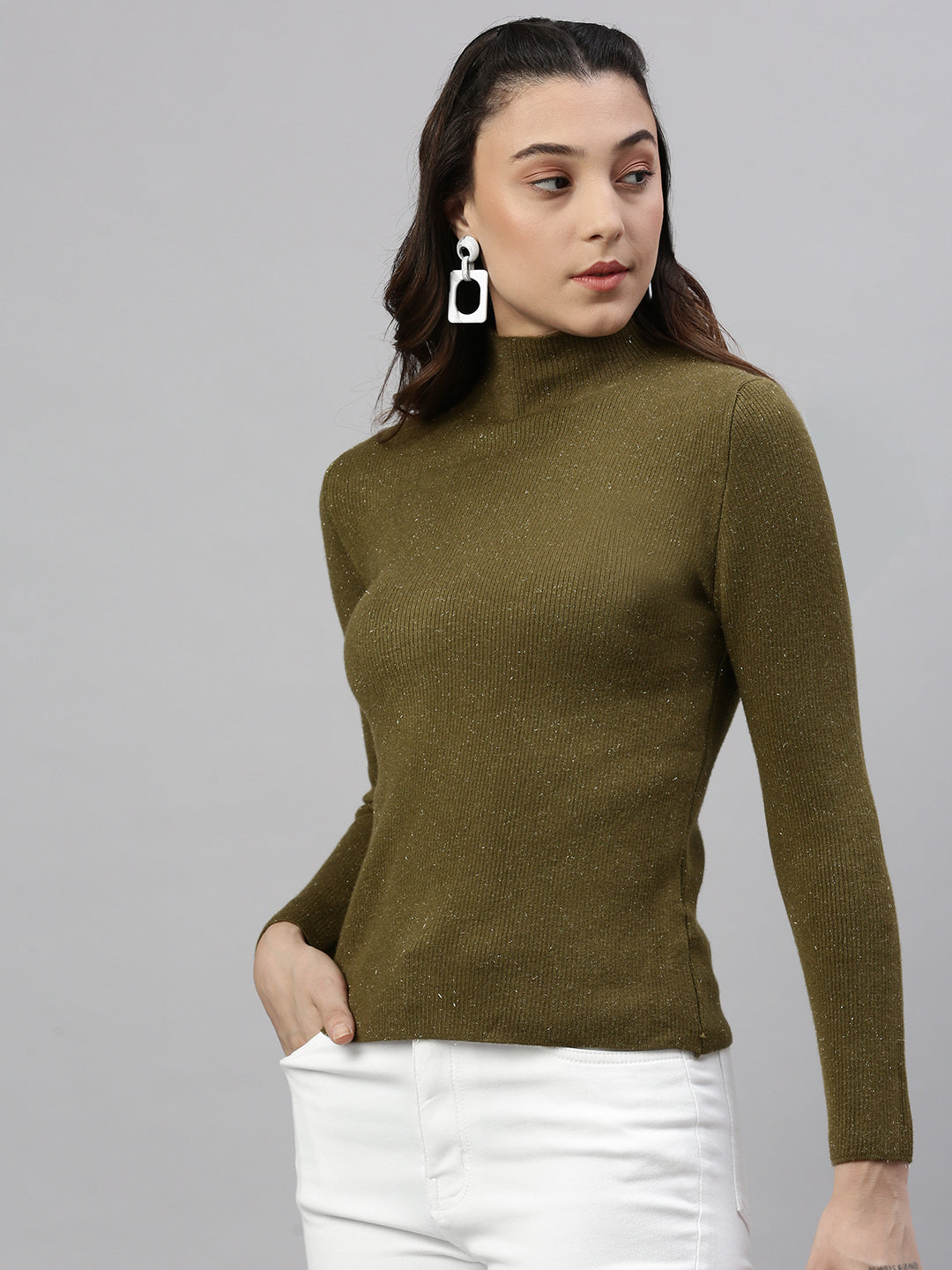 Women Solid Olive Top