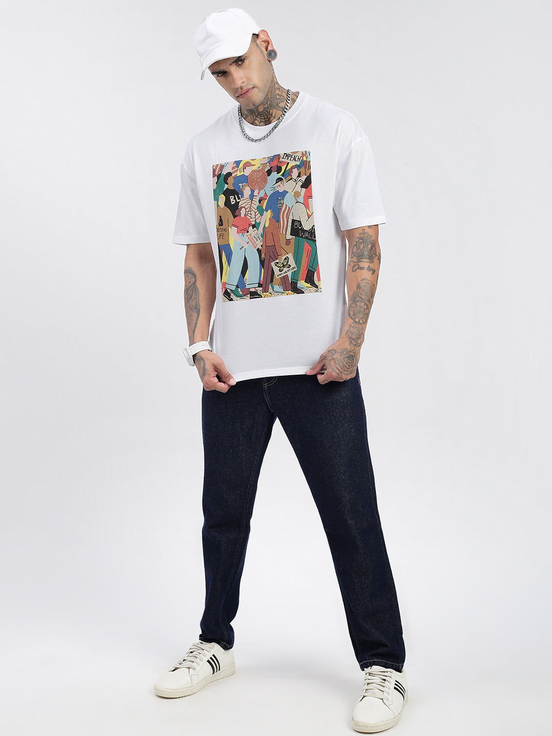 Men Graphic White Relaxed Fit T Shirt