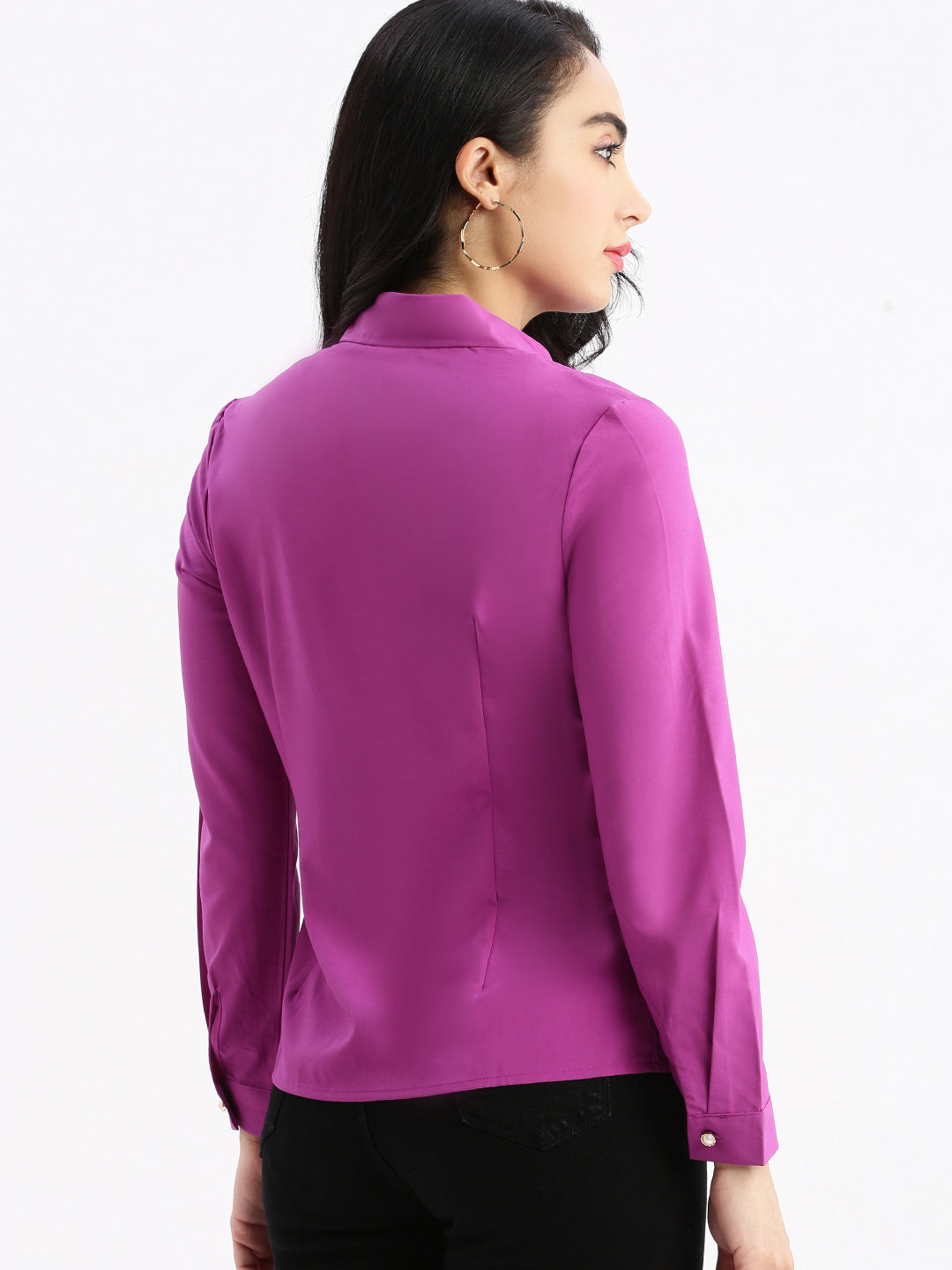 Women Solid Purple Slim Fit Shirt