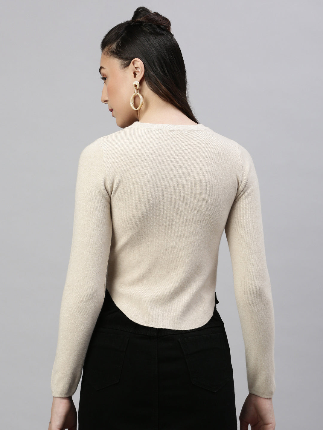 Women Solid Beige Top