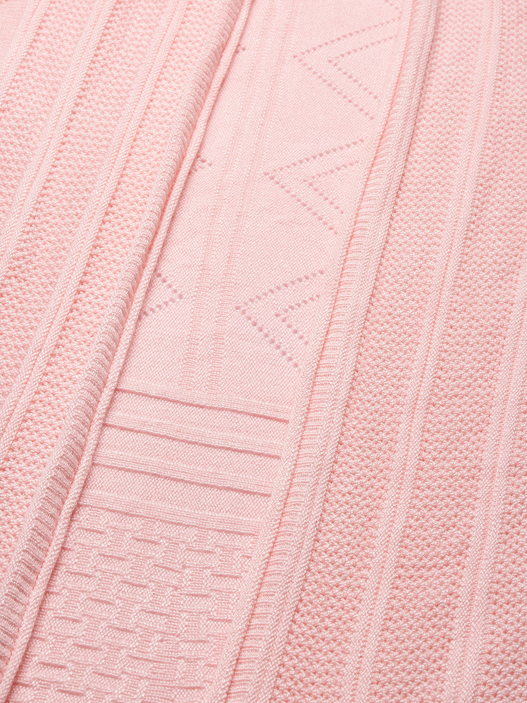 Women's Pink Self Design Open Front Longline Shrug