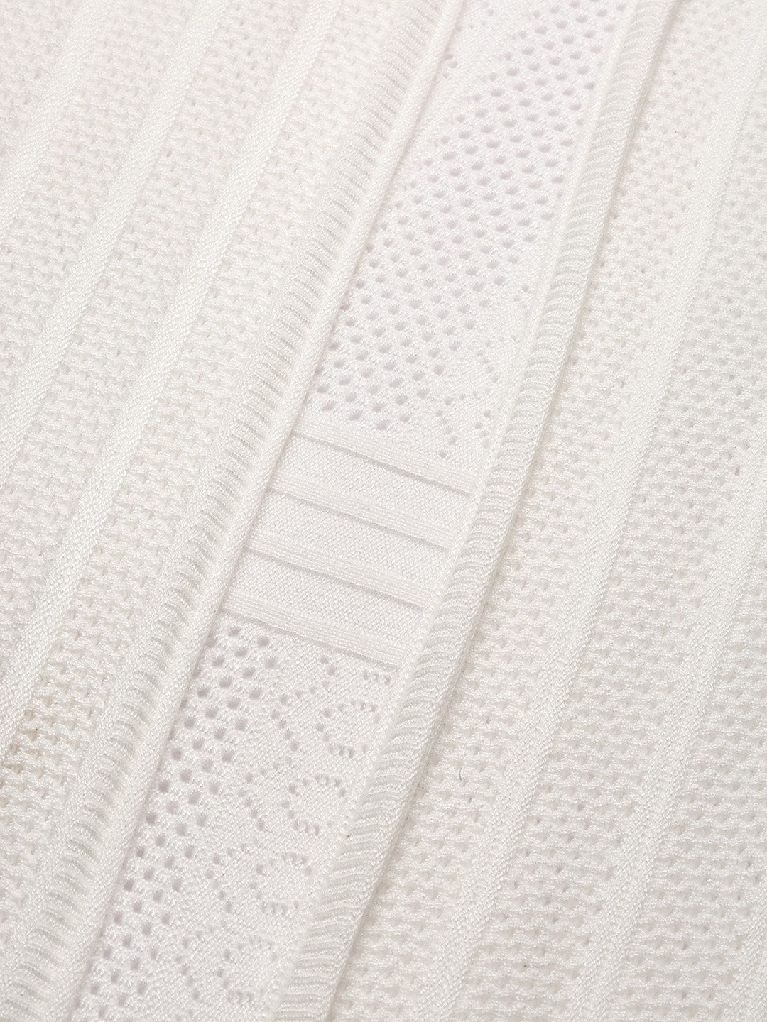 Women's White Self Design Open Front Longline Shrug