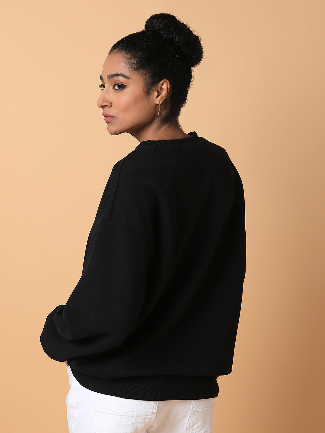 Women Graphic Black Oversized Pullover