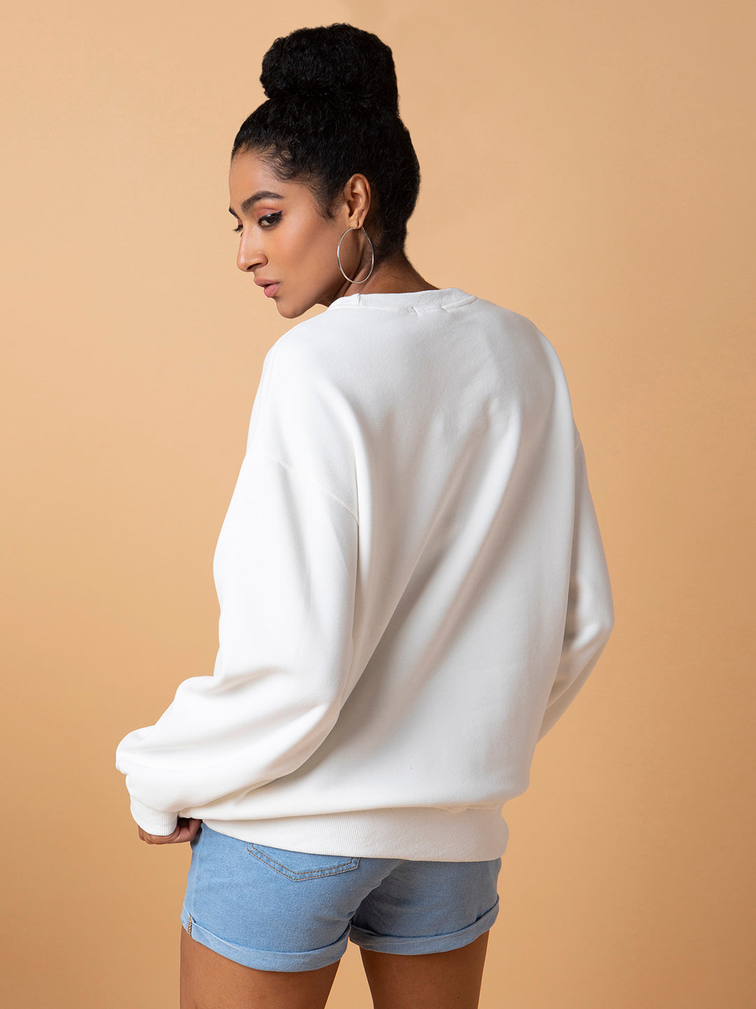 Women Graphic White Oversized Pullover