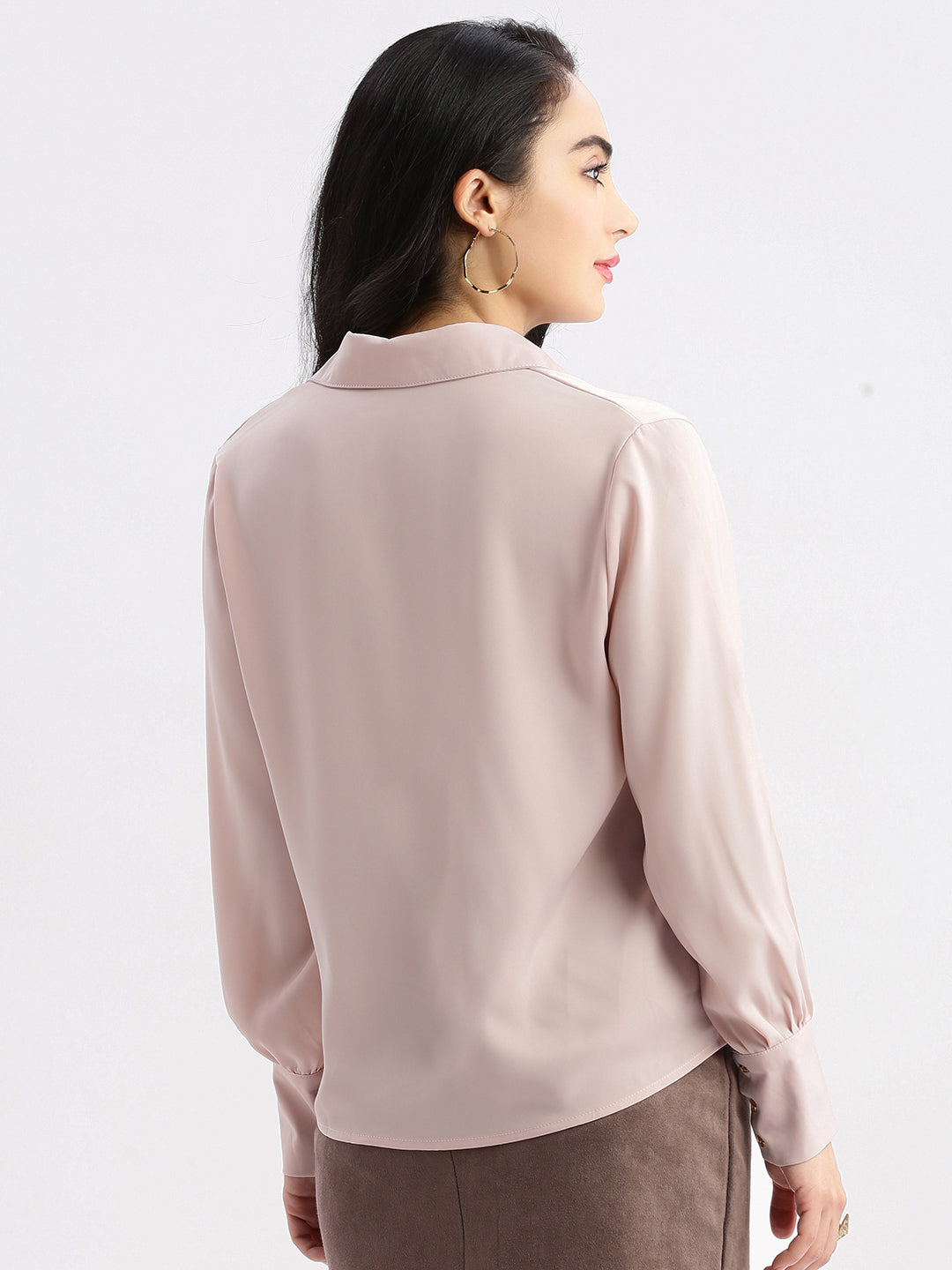 Women Solid Peach Shirt