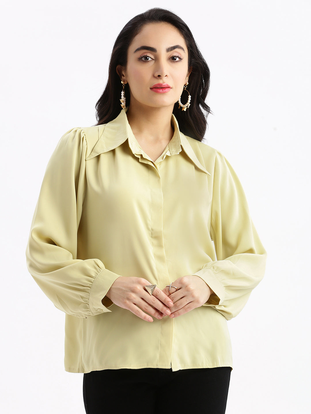 Women Solid Green Shirt