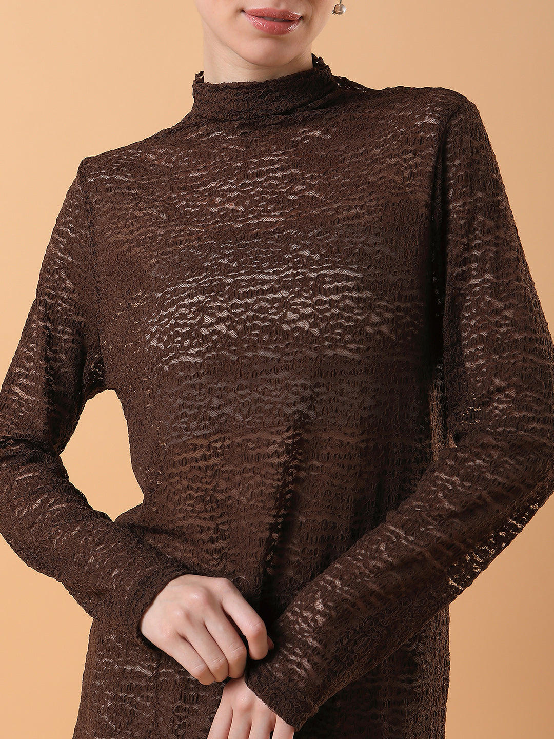 Women Solid Brown Top