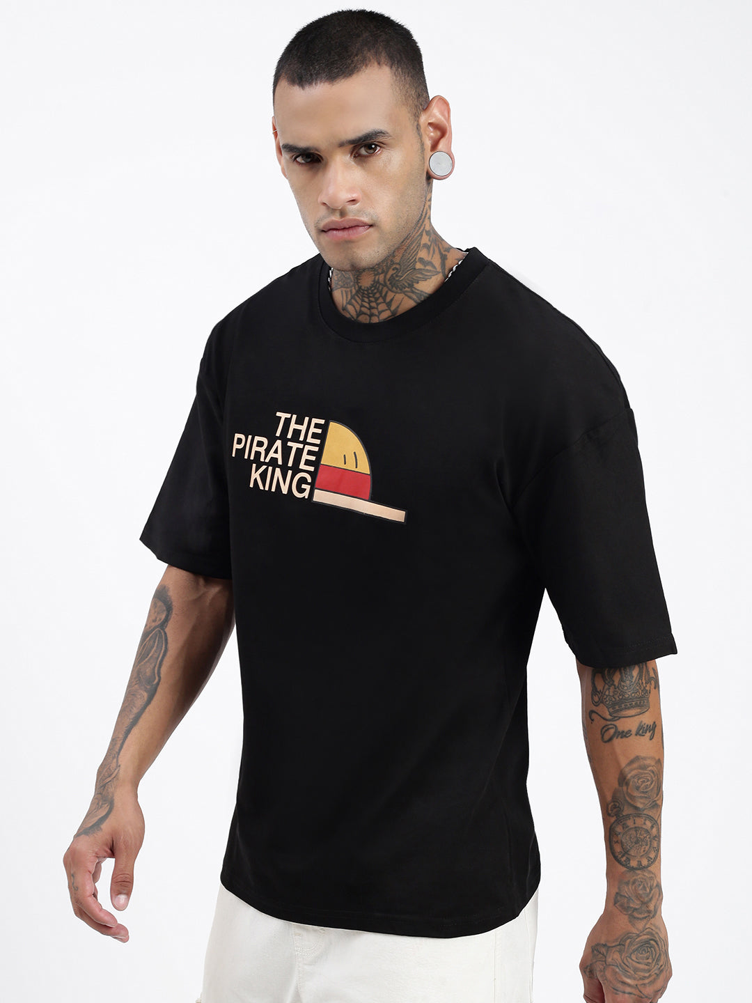 Men Graphic Black Relaxed Fit T Shirt