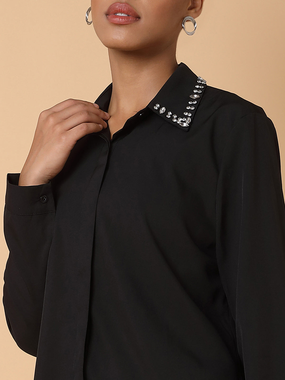 Women Solid Black Shirt