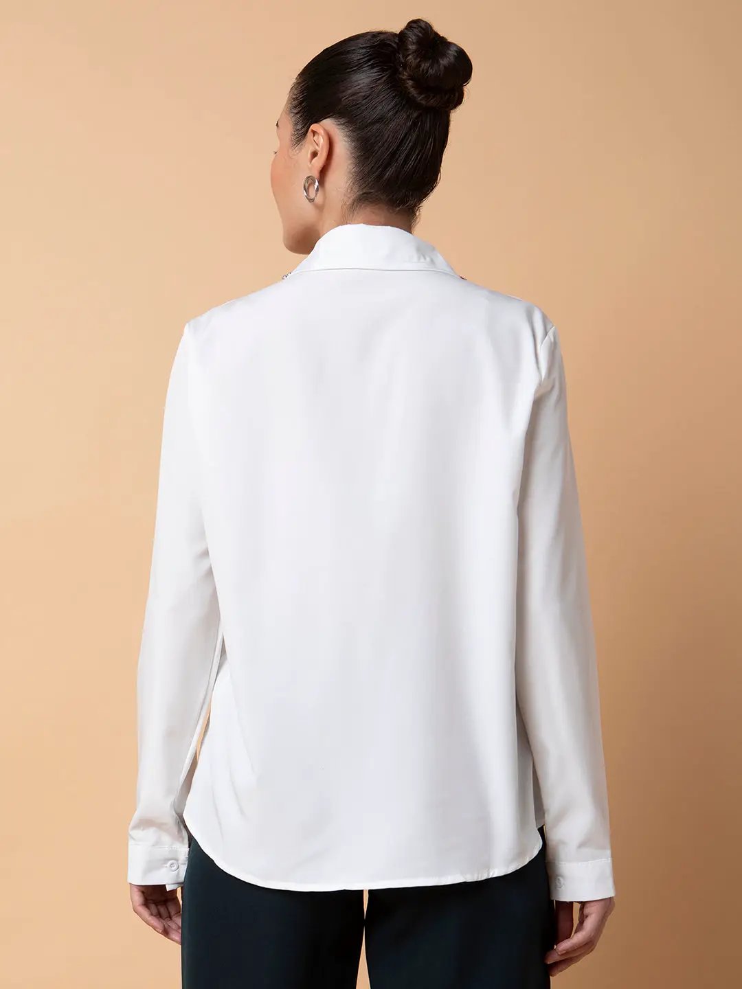 Women's Solid White Oversized Shirt