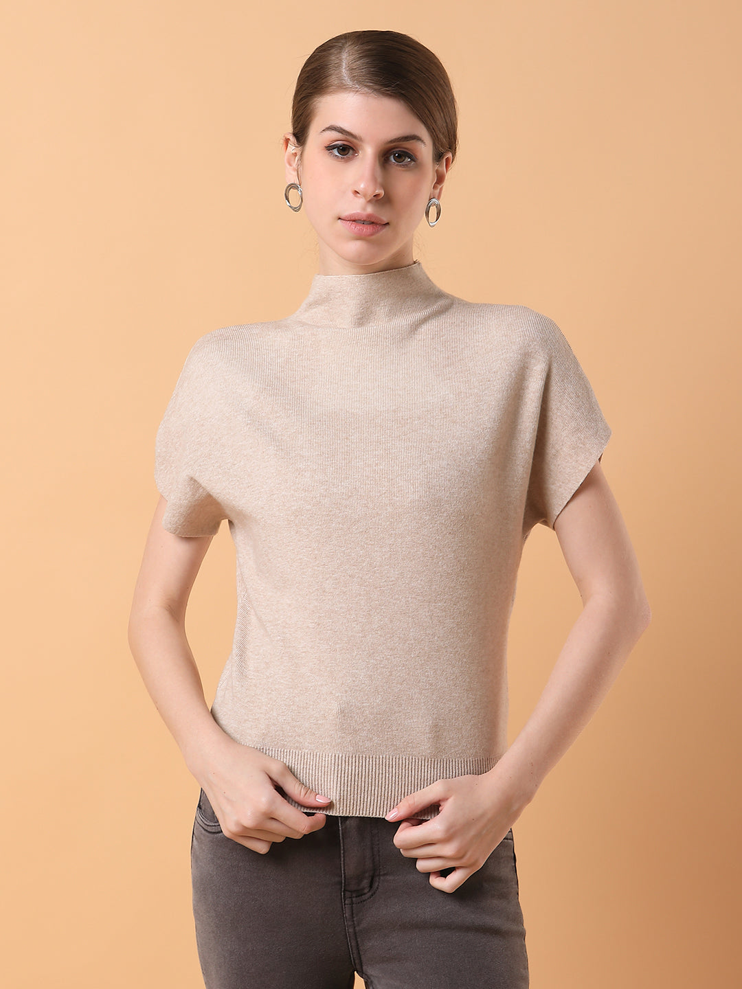 Women Solid Beige Top