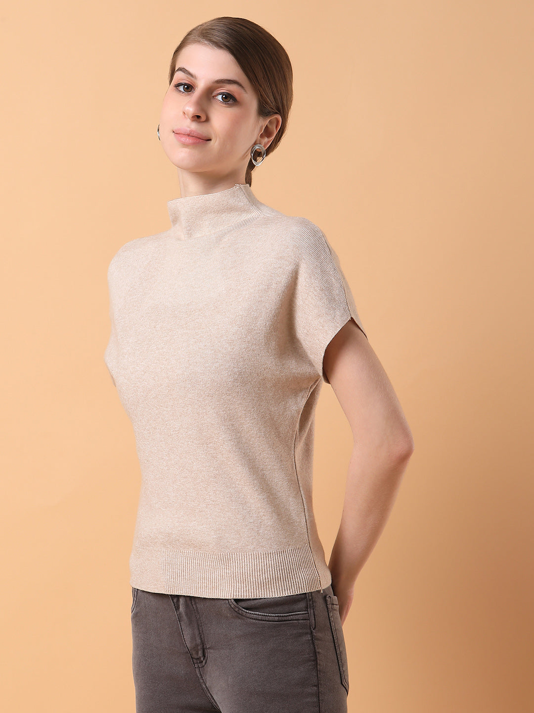 Women Solid Beige Top