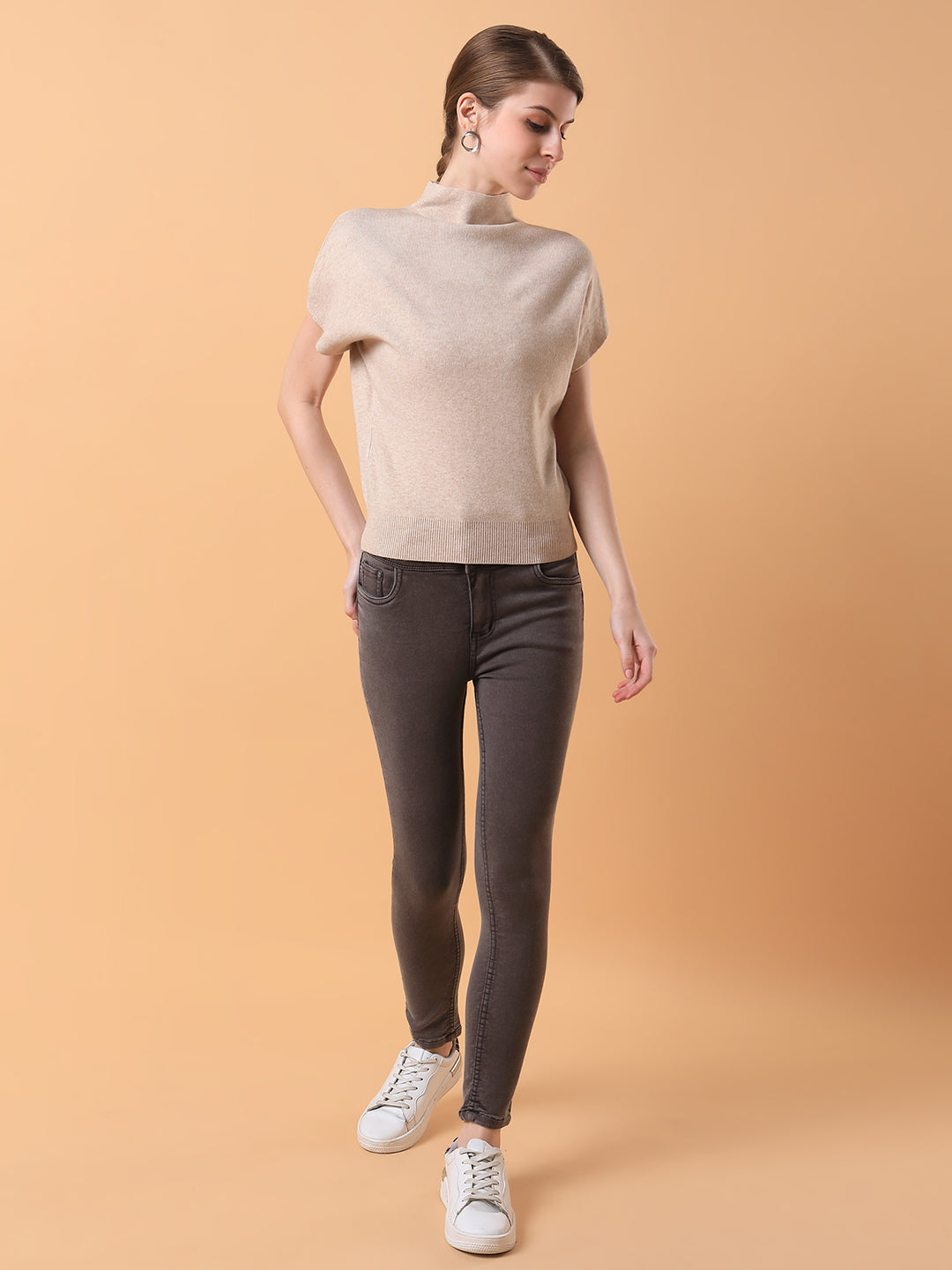 Women Solid Beige Top