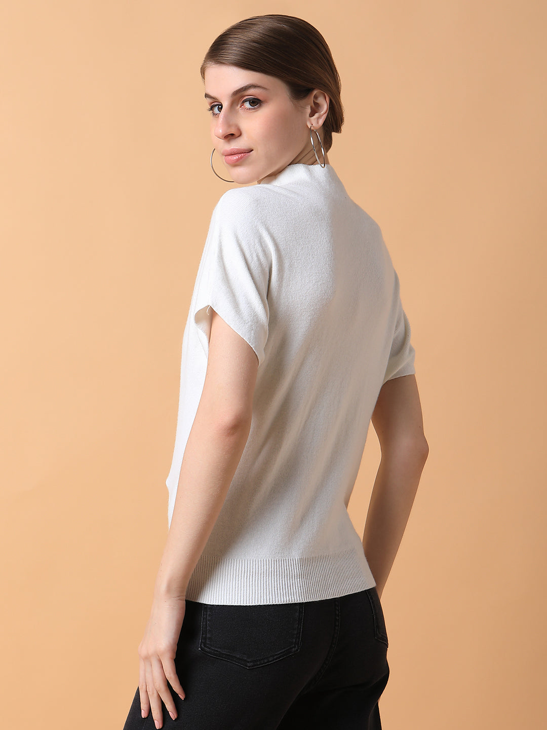 Women Solid Off White Top