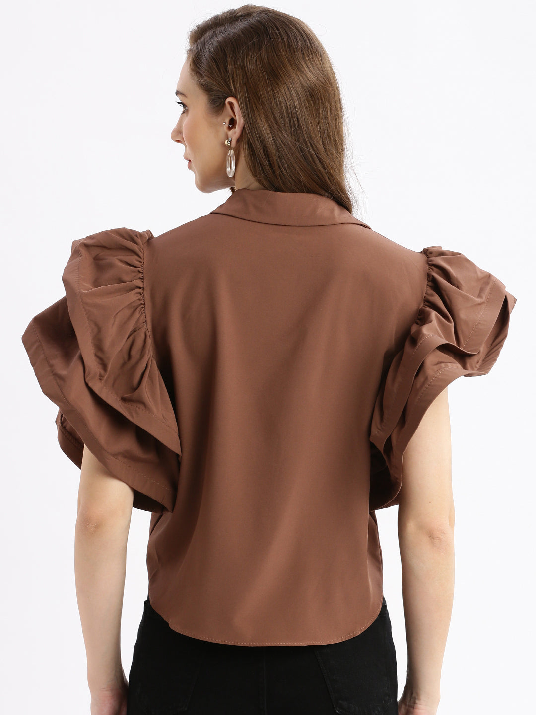 Women Solid Brown Top