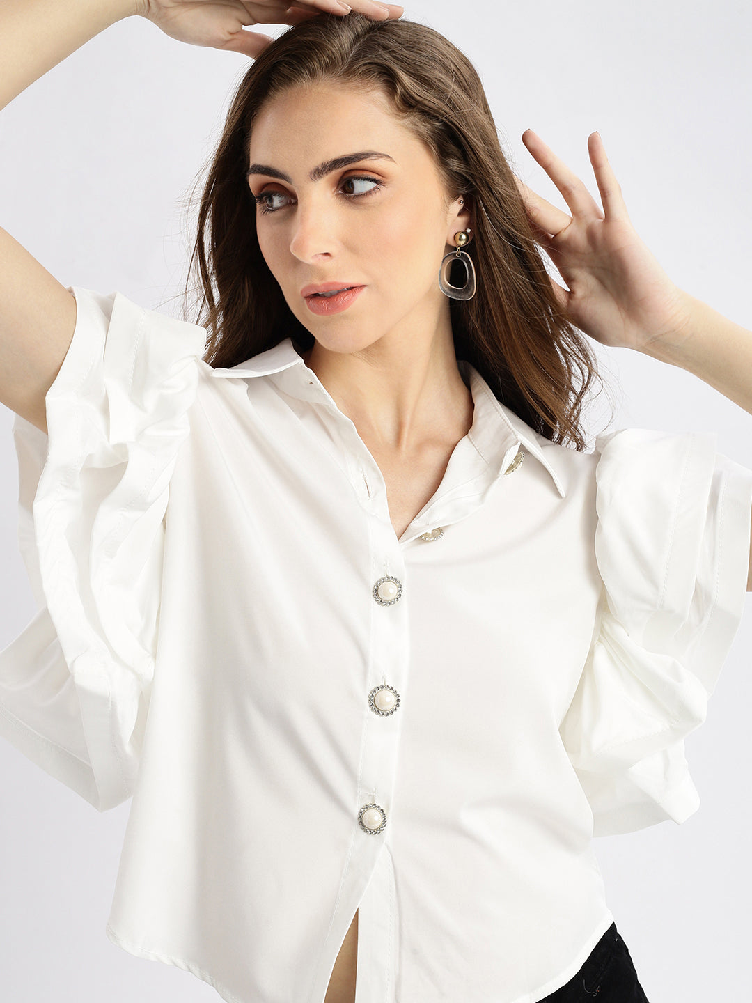 Women Solid White Top