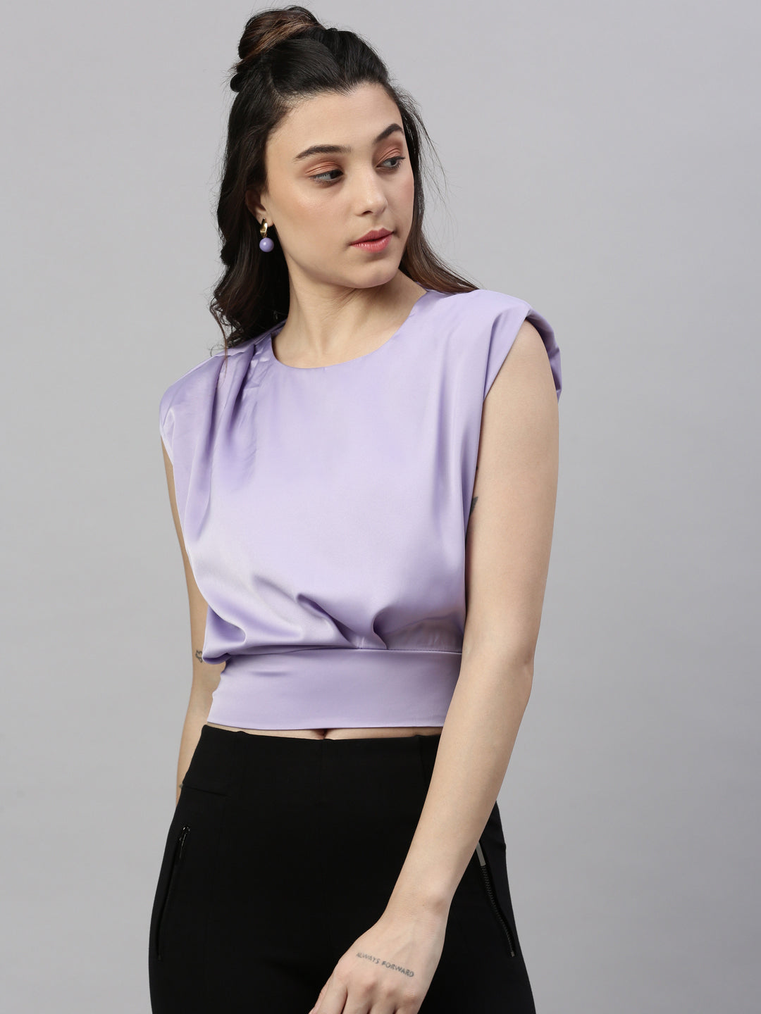 Women Solid Lavender Top